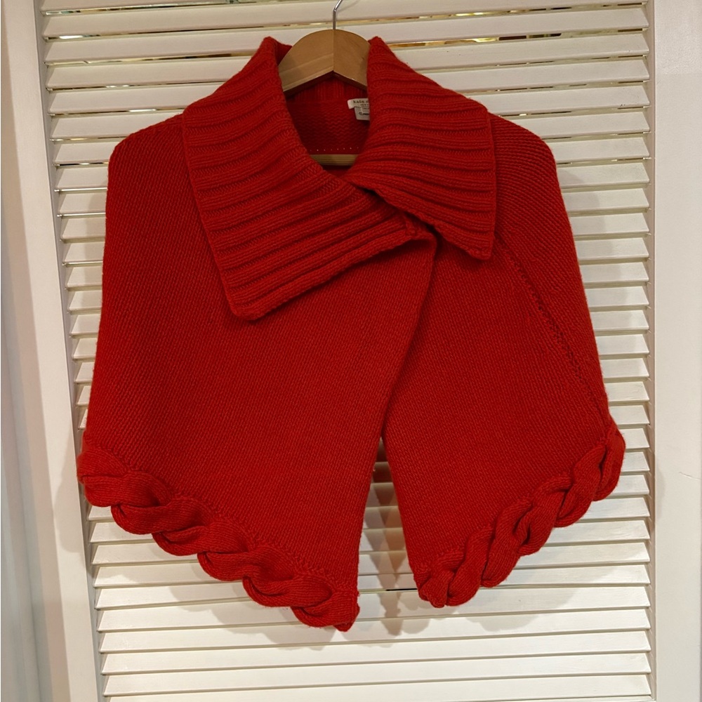 Kate Spade Bold Red Cashmere Sweater Shrug